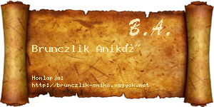 Brunczlik Anikó névjegykártya